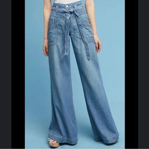 Pilcro and the Letterpress Wide Leg Tie Waist Jeans